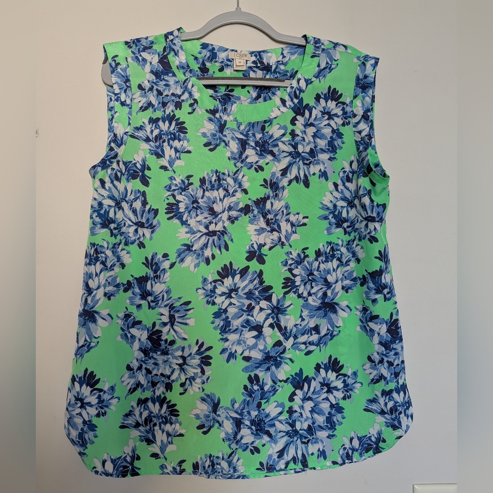 Floral Sleeveless Top - Green and Blue
